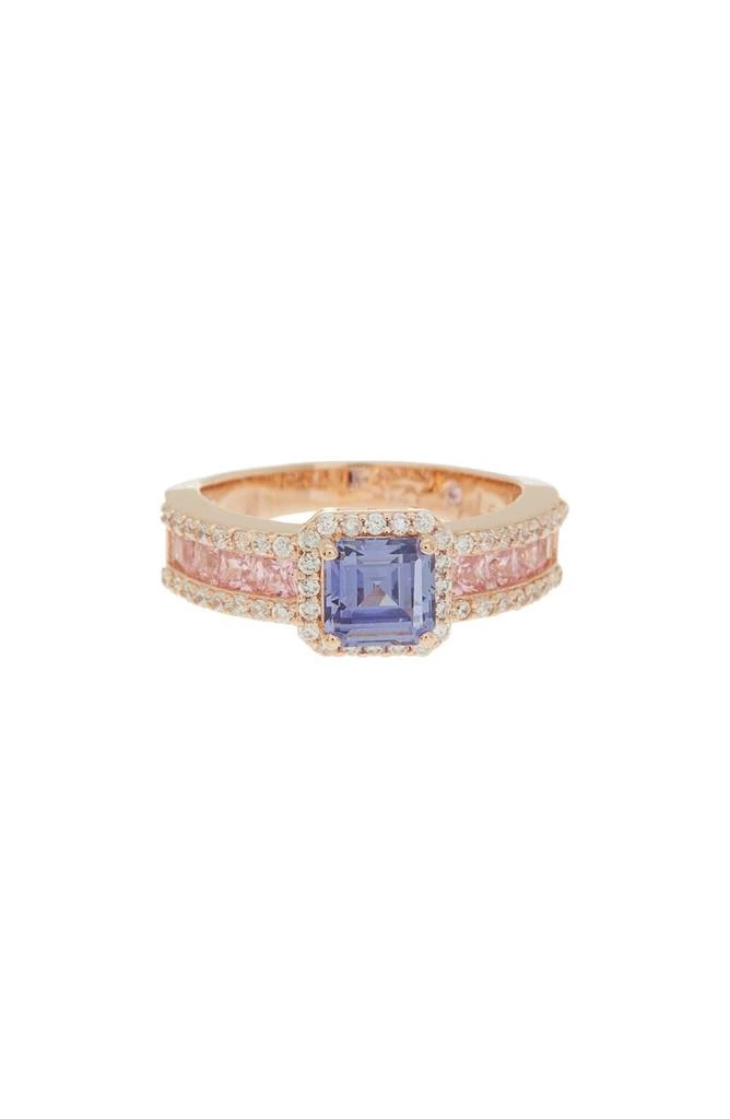 商品Suzy Levian|Goldtone Plated Sterling Silver Blue Pink Cubic Zirconia Bridal Ring,价格¥710,第1张图片