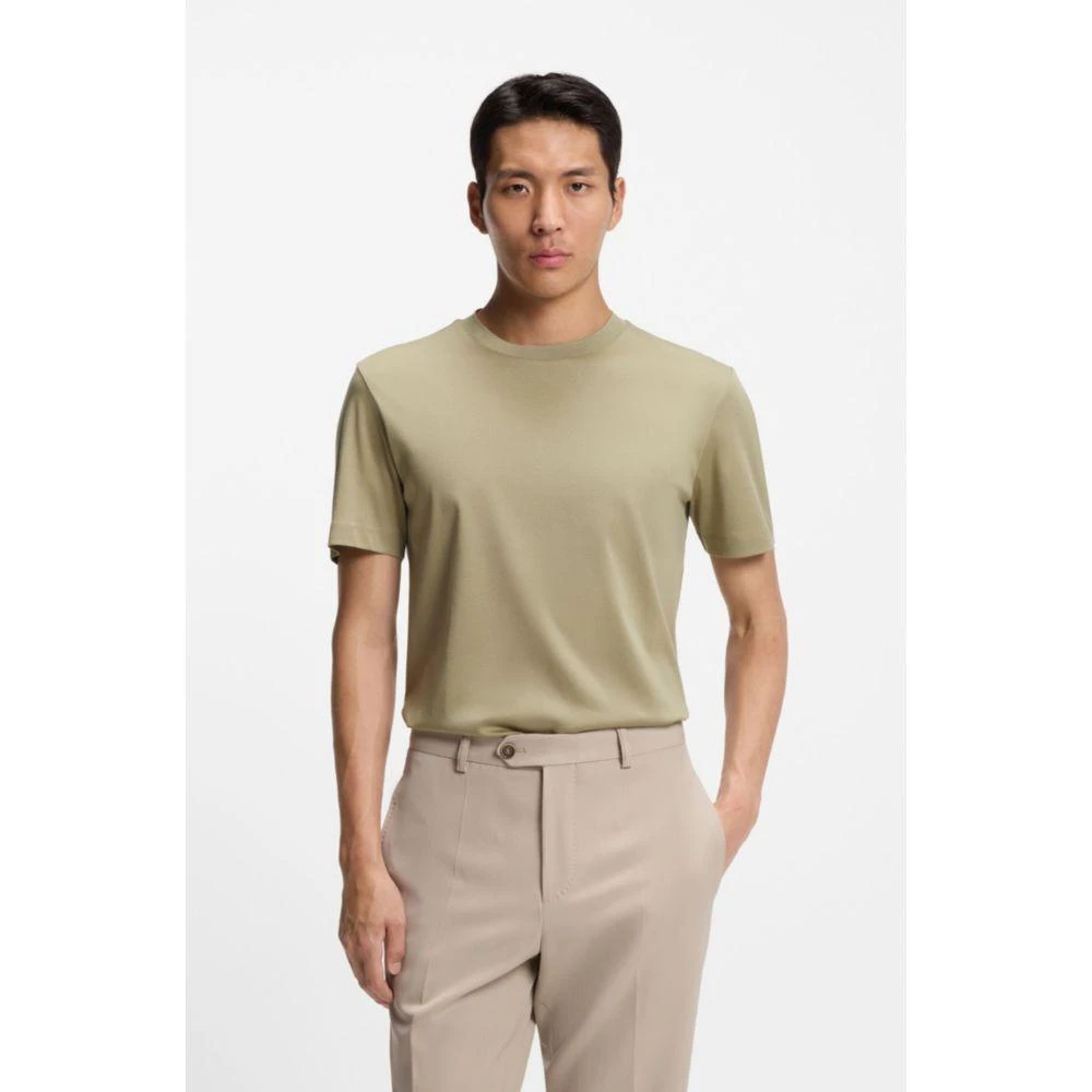 商品Hugo Boss|Mercerised-cotton T-shirt in a regular fit,价格¥821,第3张图片详细描述