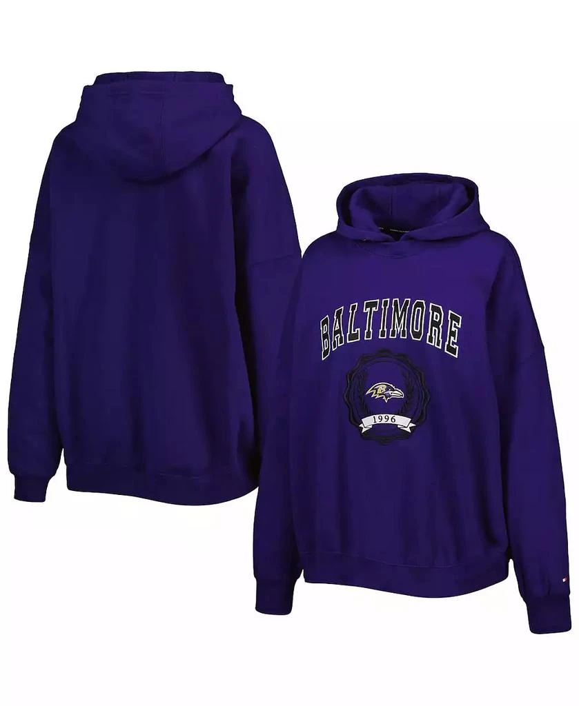 商品Tommy Hilfiger|Women's Purple Baltimore Ravens Becca Drop Shoulder Pullover Hoodie,价格¥501,第1张图片