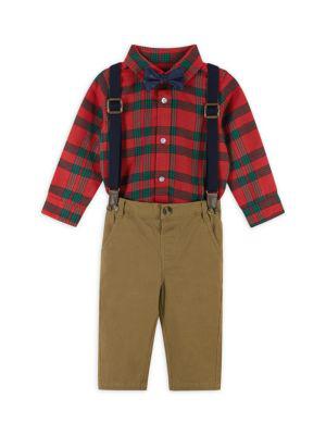 Baby Boy's 2 Piece Flannel Button Down Suspender Set商品第1张图片规格展示