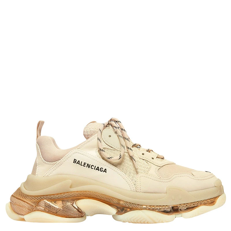 商品Balenciaga|【预售3-7天】Balenciaga/巴黎世家 21年秋冬  Triple S Clear Sole系列 女士浅米色双层泡沫和网布运动鞋544351W2GA19100,价格¥7468,第1张图片