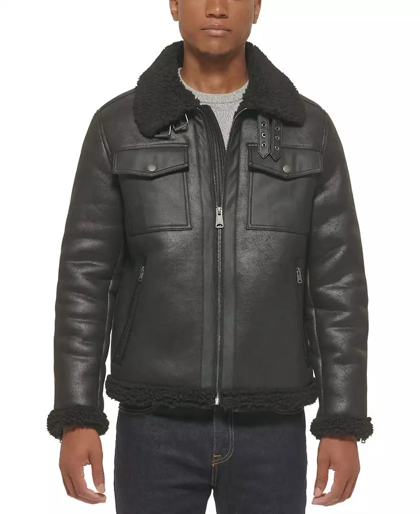 商品Tommy Hilfiger|Men's Faux Leather Shortie Rancher Jacket with Fleece Accents,价格¥1048,第1张图片