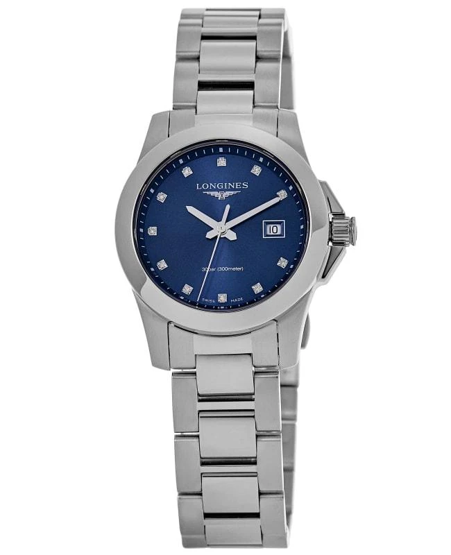 商品Longines|Longines Conquest Quartz Blue Diamond Dial Stainless Steel Women's Watch L3.377.4.97.6,价格¥6991,第1张图片