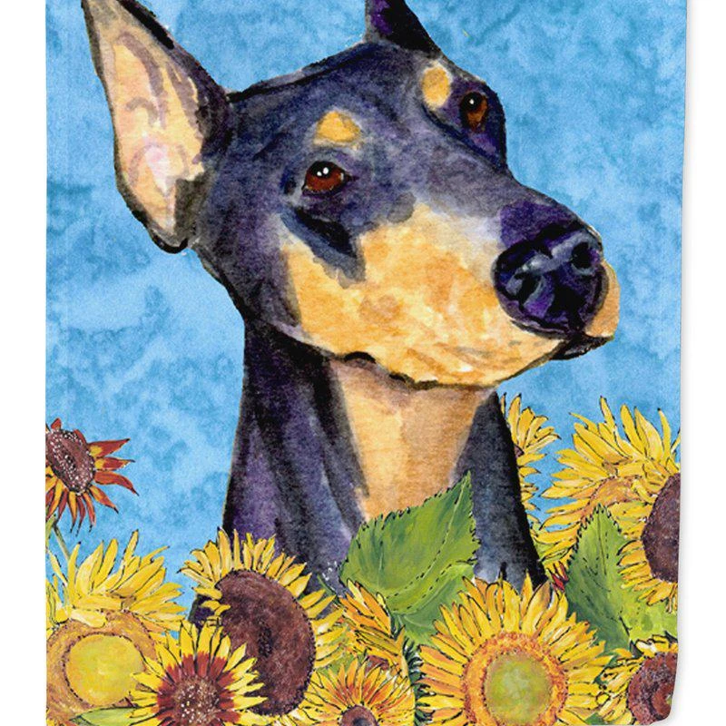 商品Caroline's Treasures|Doberman In Summer Flowers Garden Flag 2-Sided 2-Ply,价格¥137,第1张图片