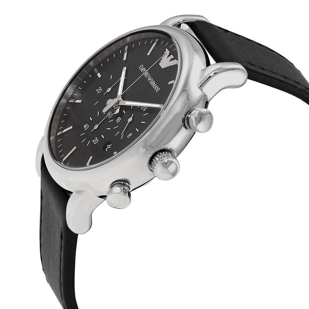 商品Emporio Armani|经典计时码表黑色表盘哑光黑色真皮男士手表,价格¥939,第4张图片详细描述