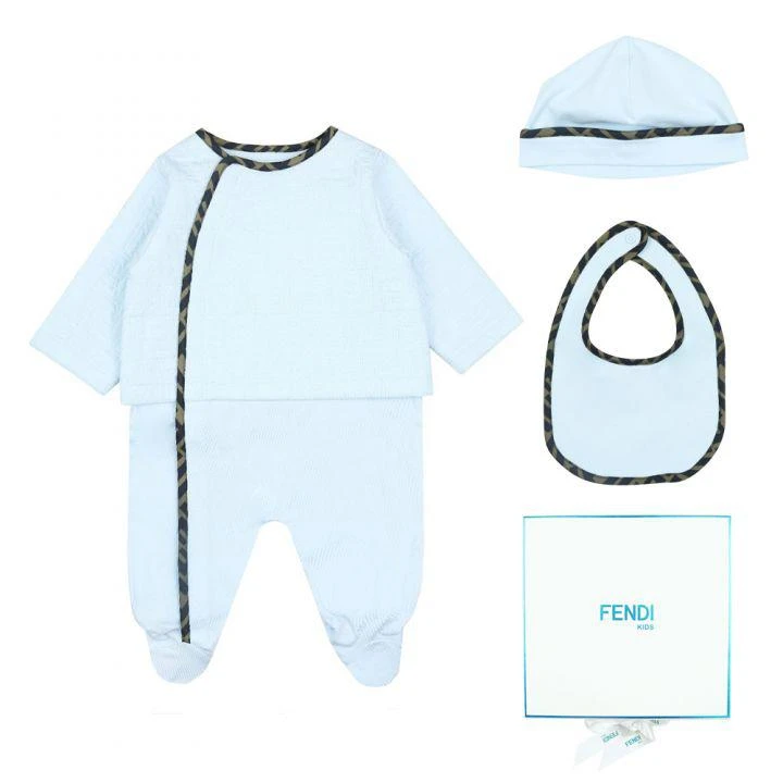 商品Fendi|Blue Romper Hat & Bib Gift Set,价格¥1645,第1张图片