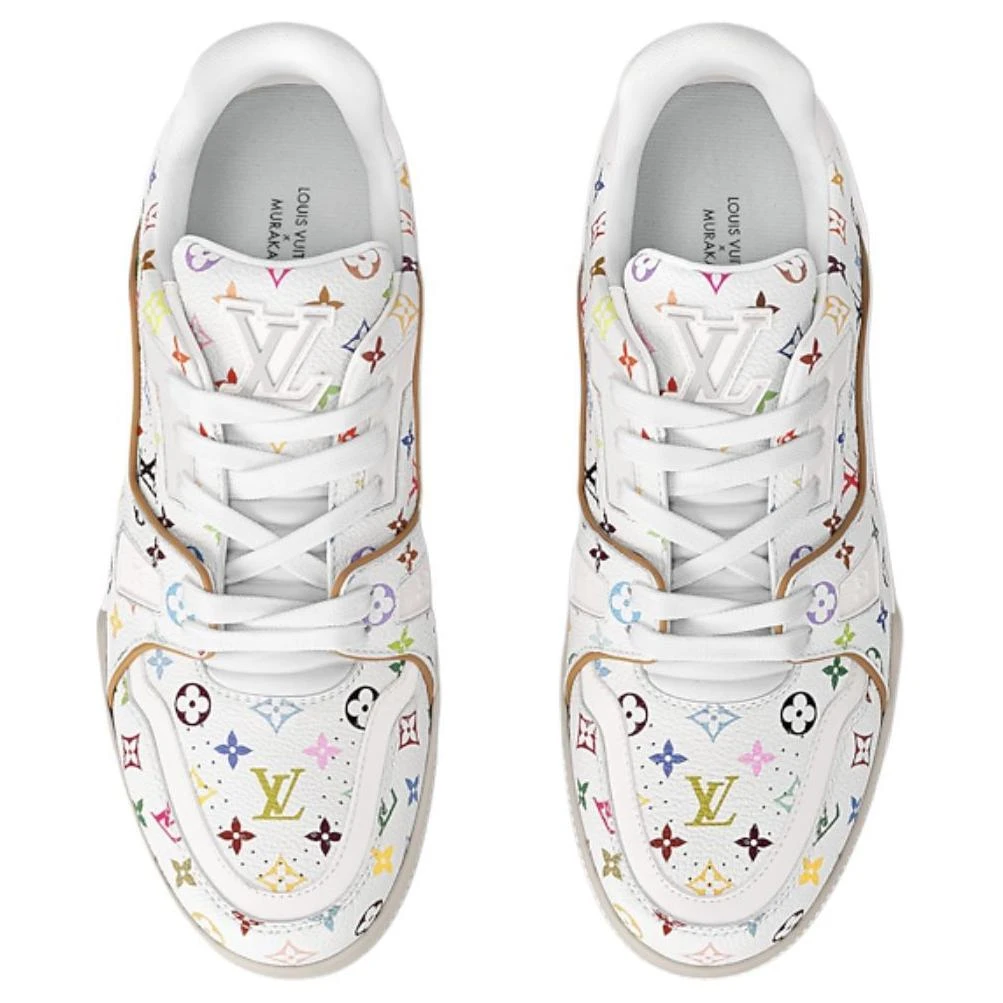 商品[国内直发] Louis Vuitton|村上隆/Takashi Murakami x  Trainer 皮革 圆头系带 低帮 板鞋 女款 白色,价格¥14544,第5张图片详细描述