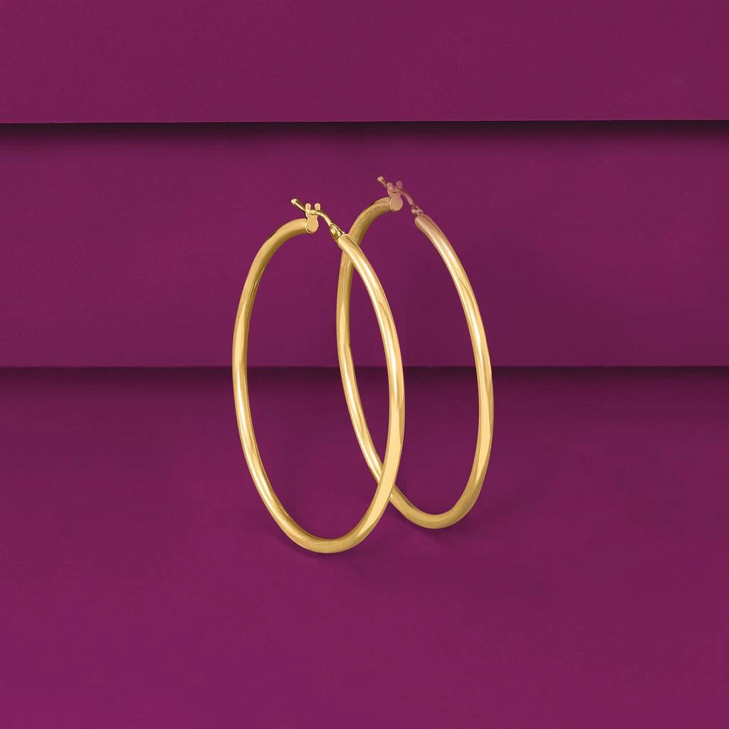 商品Ross-Simons|Italian 2mm 18kt Yellow Gold Hoop Earrings,价格¥2951,第4张图片详细描述