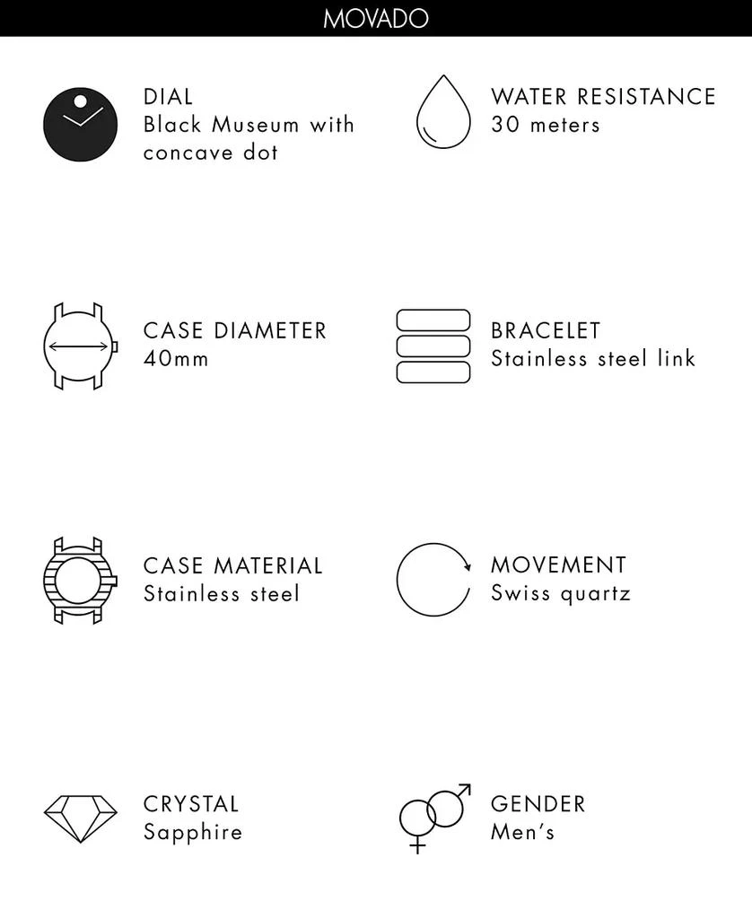 商品Movado|Unisex Swiss Museum Classic Stainless Steel Mesh Bracelet Watch 40mm,价格¥4776,第2张图片详细描述