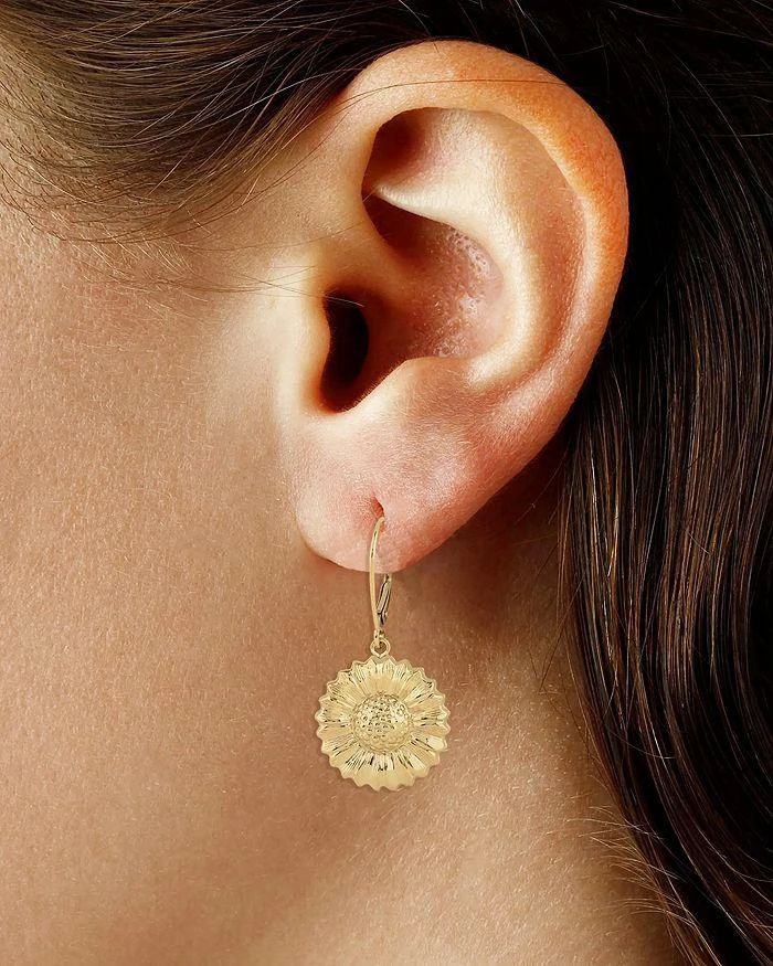 商品Moon & Meadow|14K Yellow Gold Sunflower Drop Earrings,价格¥2499,第2张图片详细描述