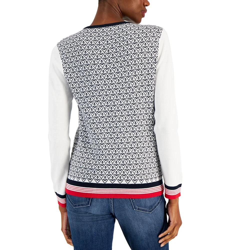 商品Tommy Hilfiger|Women's Anchor Print Cotton V-Neck Sweater,价格¥312,第2张图片详细描述