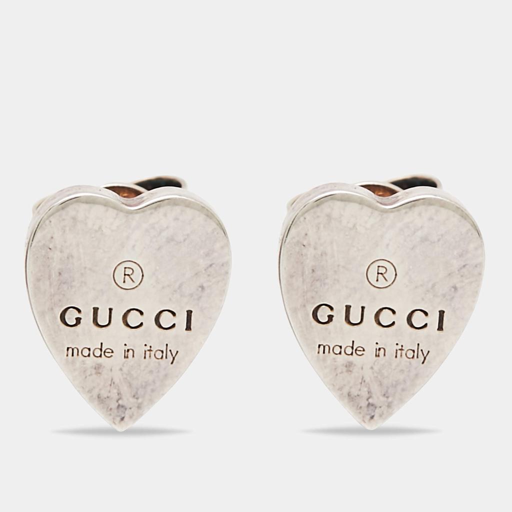 Gucci Sterling Silver Heart Stud Earrings商品第1张图片规格展示