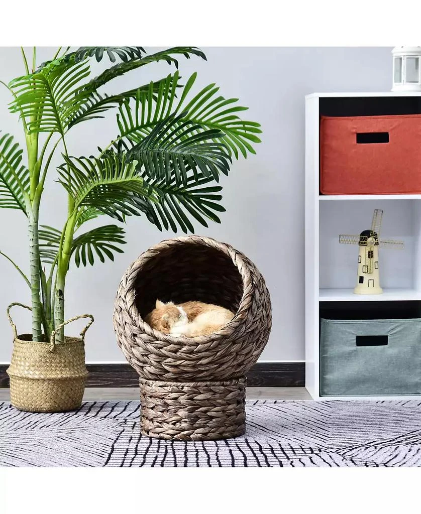 商品PawHut|20" Natural Braided Elevated Cat Bed Basket House Chair Dark Brown,价格¥497,第2张图片详细描述