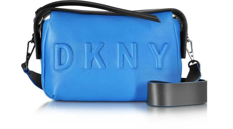 商品DKNY|DKNY 模压Logo 蔚蓝色/黑色皮革斜挎包,价格¥1092,第1张图片