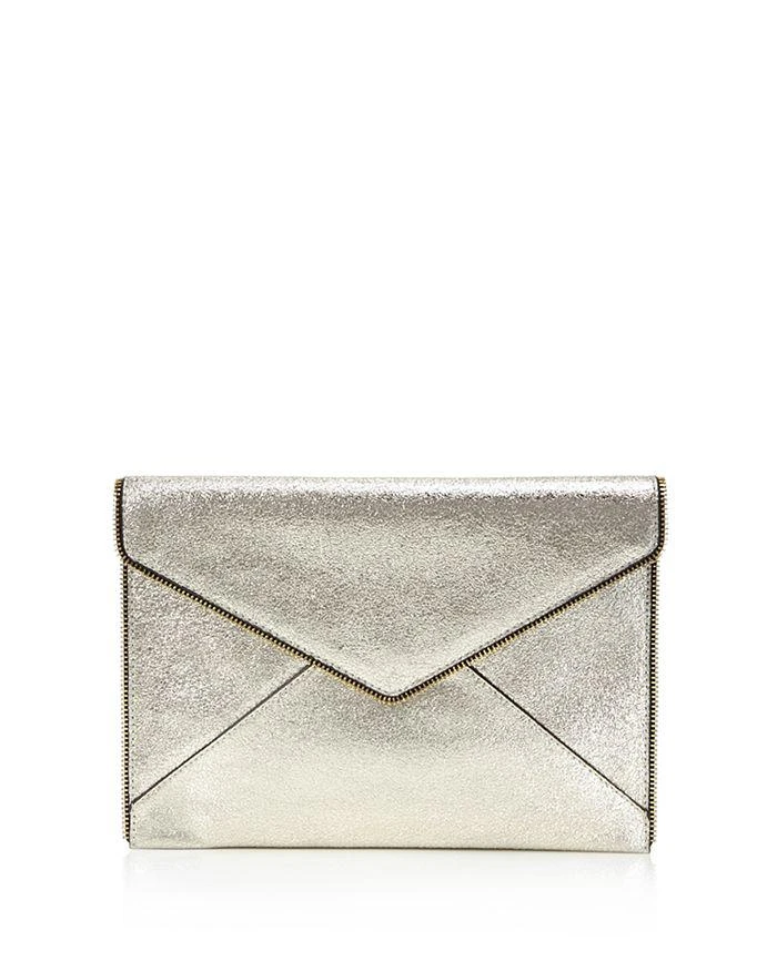 商品Rebecca Minkoff|Leo Crackle Leather Clutch,价格¥498,第1张图片