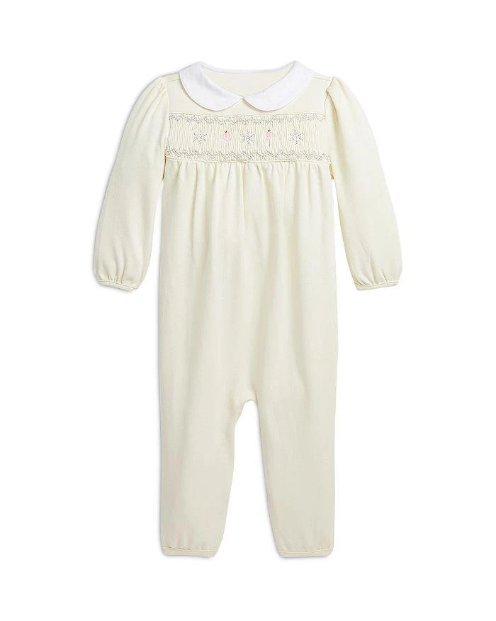 商品Ralph Lauren|Girls' Smocked Cotton Coverall - Baby,价格¥432,第1张图片