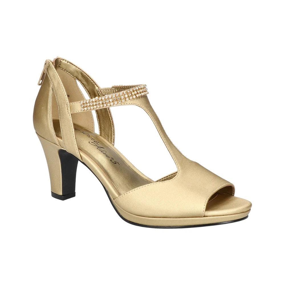 Sandales à bout ouvert pour femmes, ornées de strass dorés HTAT283 image 2