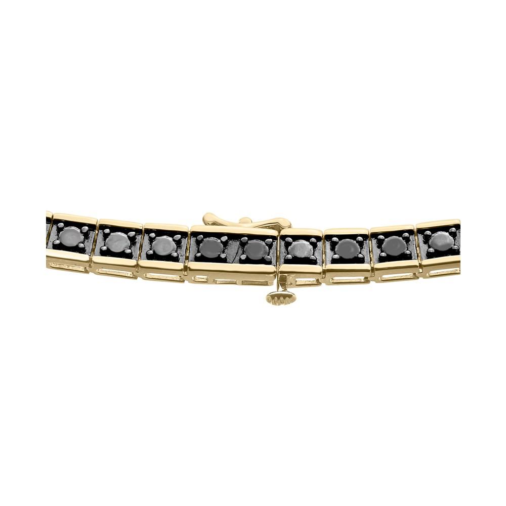 Men's Black Diamond Square Link 24" Chain Necklace (6 ct. t.w.) in 14k Gold-Plated Sterling Silver商品第4张图片规格展示