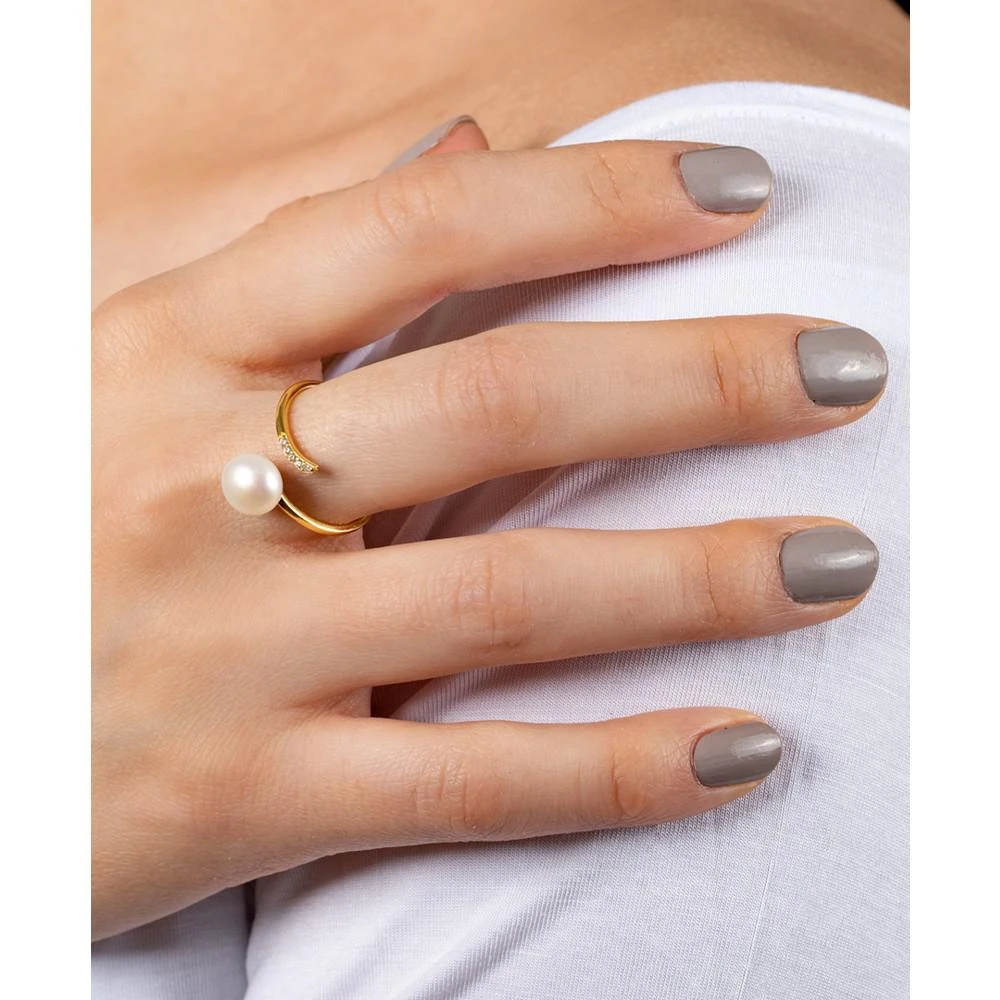 商品Giani Bernini|Cultured Freshwater Pearl (8mm) & Cubic Zirconia Bypass Ring, Created for Macy's,价格¥112,第2张图片详细描述