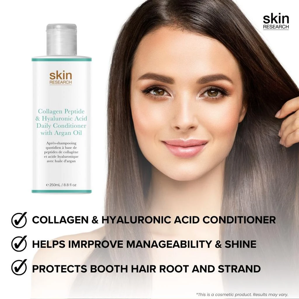 商品Skin Research|Collagen Peptide & Hyaluronic Acid Daily Conditioner with Argan Oil 250ml Twin Value Savings Pack,价格¥177,第3张图片详细描述