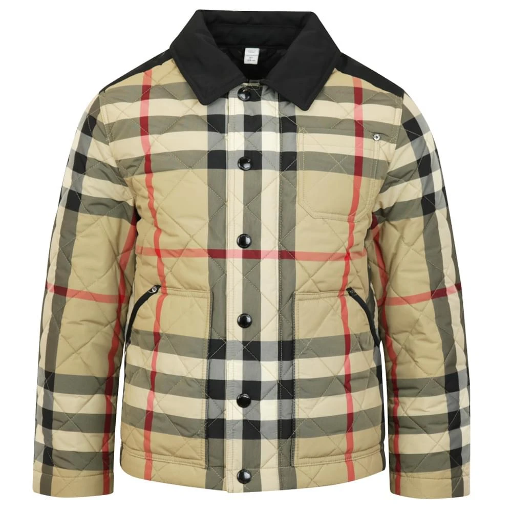 商品Burberry|大童 巴宝莉 经典格纹 字母logo 翻领棉服,价格¥4315,第1张图片