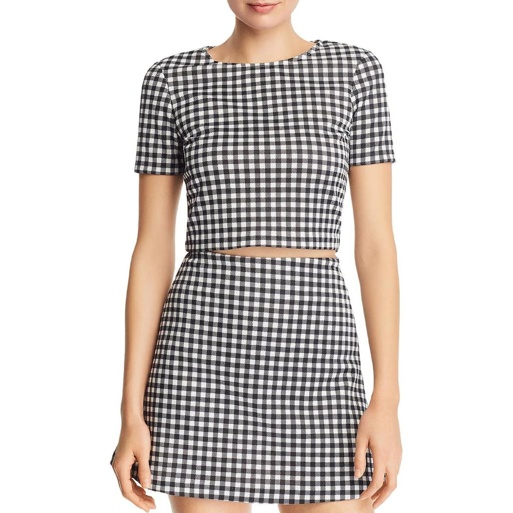 商品AQUA|Aqua Womens Checkered Short Crop Top,价格¥85,第1张图片