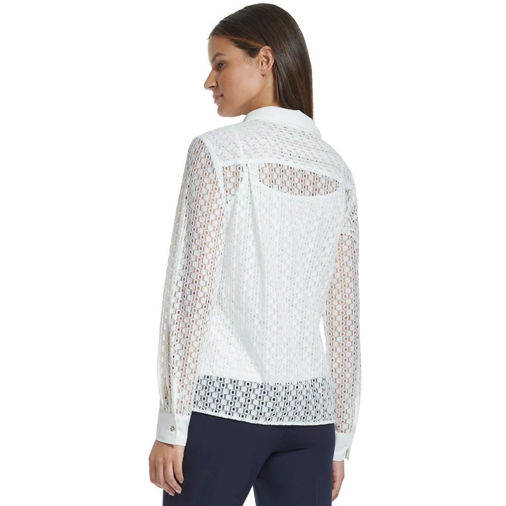 商品Tommy Hilfiger|Women's Sheer Lace Button-Front Shirt,价格¥274,第2张图片详细描述