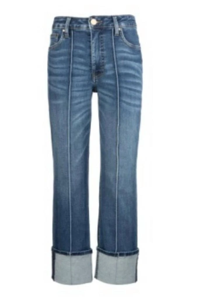 商品KUT from the Kloth|Fay High Rise Fab Ab Roll Up Straight Jean In Attentive,价格¥602,第1张图片