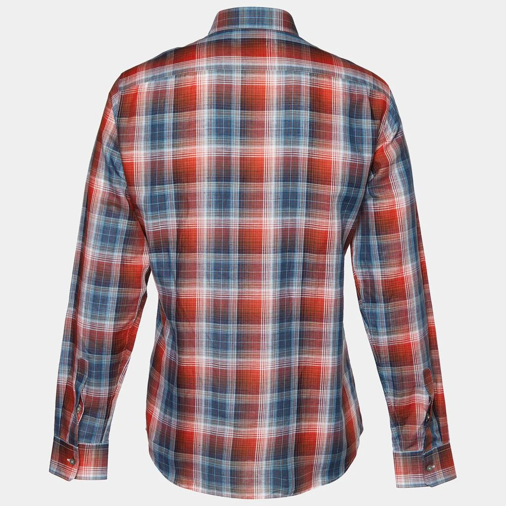 商品[二手商品] Zegna|Z Zegna Blue and Red Plaid Check Linen & Cotton Long Sleeve Shirt XL,价格¥813,第2张图片详细描述