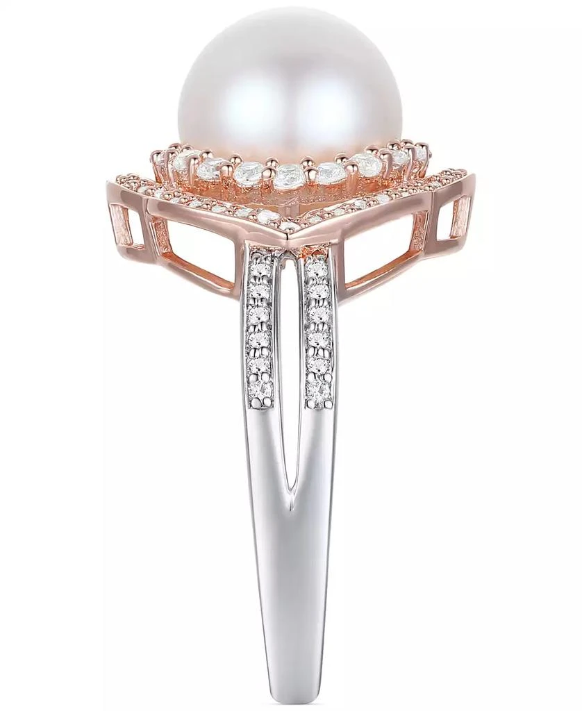 商品Macy's|Cultured Freshwater Pearl (9mm) & Diamond (1/2 ct. t.w.) Ring in 10k Rose & White Gold,价格¥3586,第4张图片详细描述