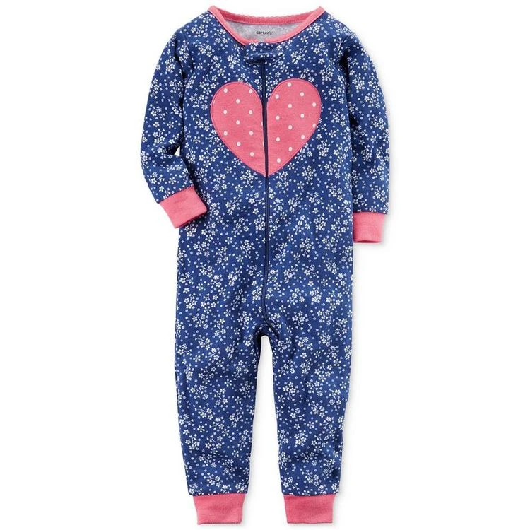 商品Carter's|女婴1-Pc. Floral-Print Heart Cotton Pajamas, Baby Girls (0-24 months),价格¥58,第1张图片