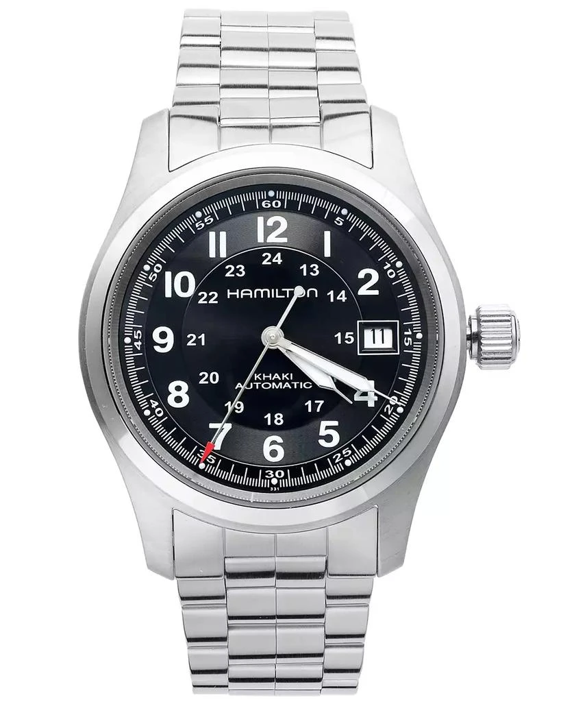 商品Hamilton|Watch, Men's Swiss Automatic Khaki Field Stainless Steel Bracelet 38mm H70455133,价格¥6217,第1张图片