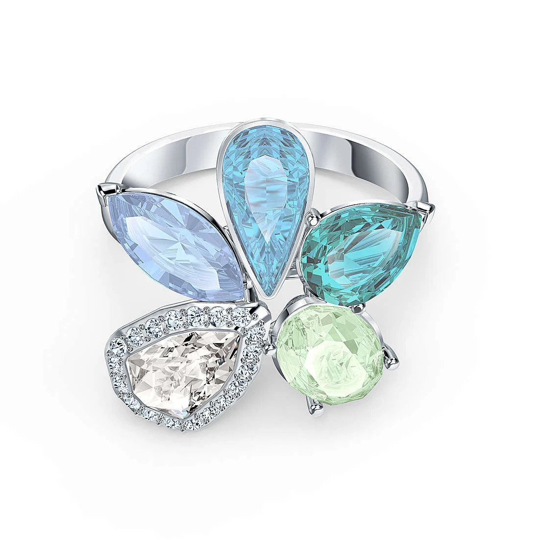 商品Swarovski|SWAROVSKI 女士银色花型水晶戒指 5520491,价格¥526,第1张图片