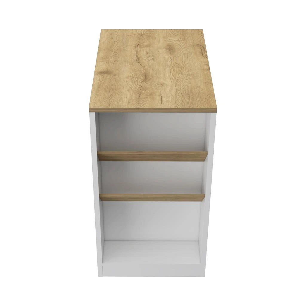 商品Streamdale Furniture|Streamdale Desoto Wine Storage Pedestal Kitchen Island White And Macadamia,价格¥2482,第3张图片详细描述