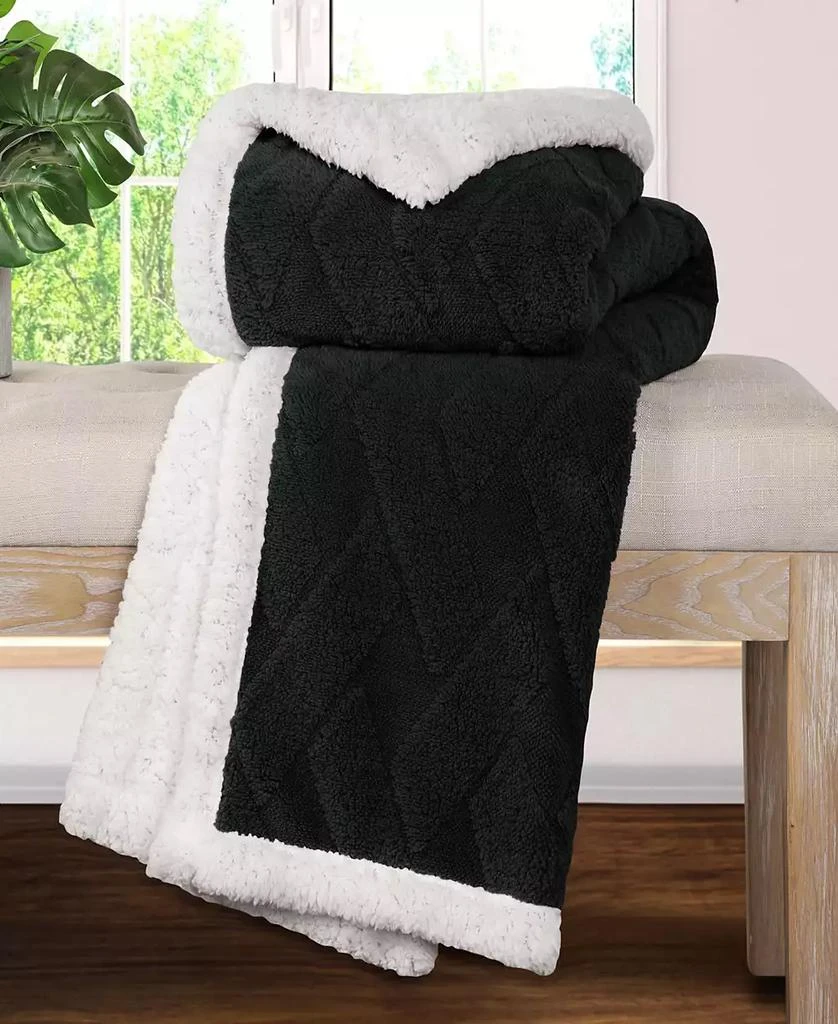 商品Superior|Jacquard Lattice Reversible Fleece Plush Sherpa Blanket,价格¥259,第4张图片详细描述