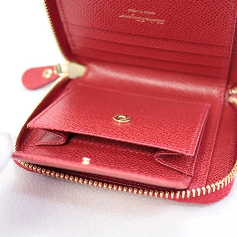 商品Salvatore Ferragamo|SALVATORE FERRAGAMO 女士红色牛皮拉链零钱包 22-D156-683547,价格¥1583,第1张图片