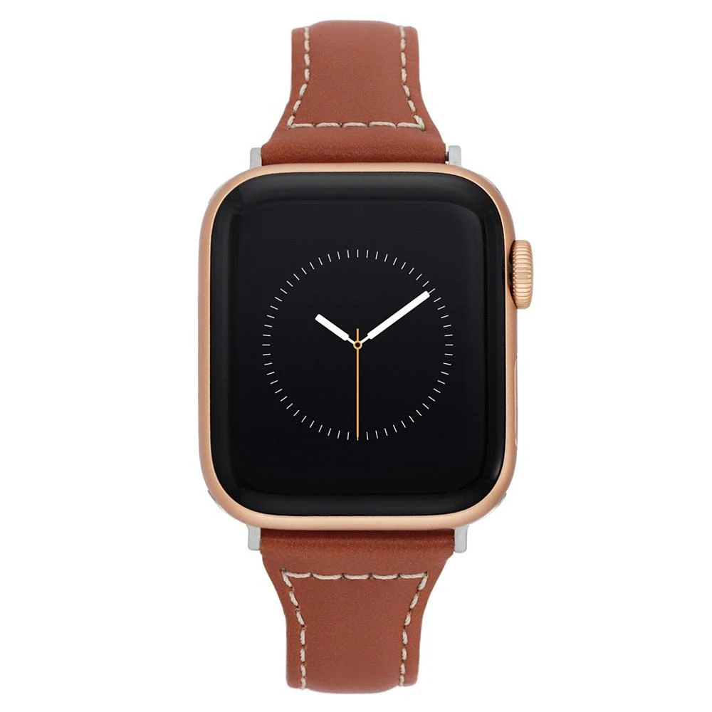 商品Anne Klein|38/40/41mm Apple Watch Band in Brown Premium Leather With Silver Adaptors,价格¥281,第1张图片