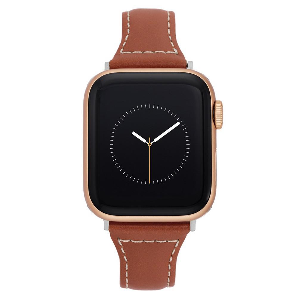 商品Anne Klein|38/40/41mm Apple Watch Band in Brown Premium Leather With Silver Adaptors,价格¥376,第1张图片
