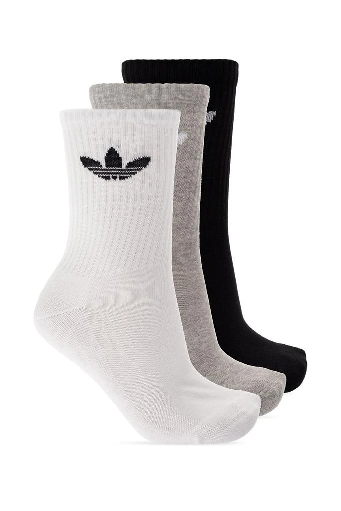 商品Adidas|Adidas Originals Cushioned Trefoil Mid-Cut Three-Pack Crew Socks,价格¥57,第1张图片