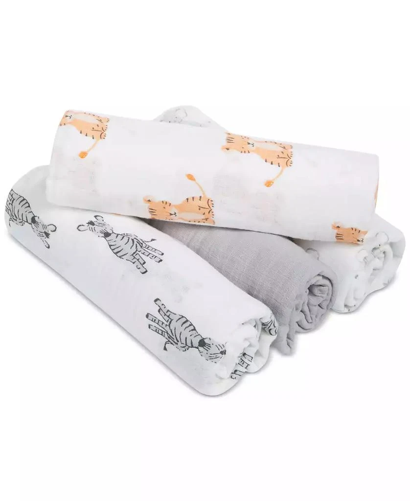 商品aden + anais|Baby Boys or Baby Girls Animal Swaddle Blankets, Pack of 4,价格¥303,第1张图片