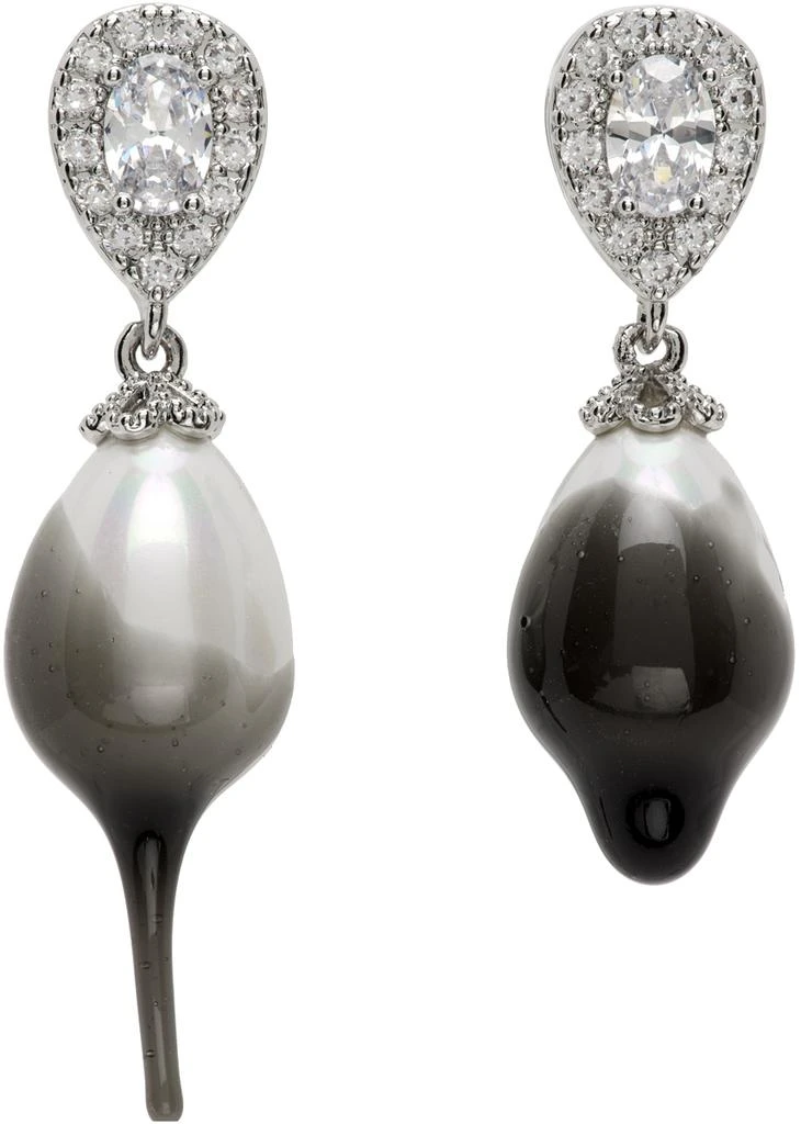 商品Ottolinger|Silver & Black Pearl Drop Earrings,价格¥1636,第1张图片