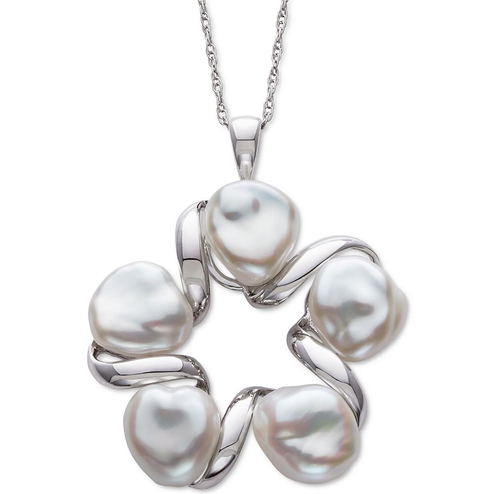 Keshi Cultured Freshwater Pearl (9-10mm) 18" Pendant Necklace in Sterling Silver商品第1张图片规格展示