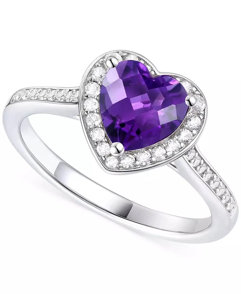 商品Macy's|3-Pc. Set Garnet: (4 ct. t.w.) & Lab-Grown White Sapphire (3/4 ct. t.w.)Amethyst (3-1/3 ct. t.w.) Heart Pendant Necklace, Ring, & Stud Earrings in Sterling Silver (Also in Additional Gemstones),价格¥782,第5张图片详细描述