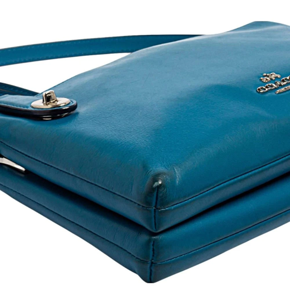 Coach Teal Blue Leather Crosby Double Zip Crossbody Bag 商品