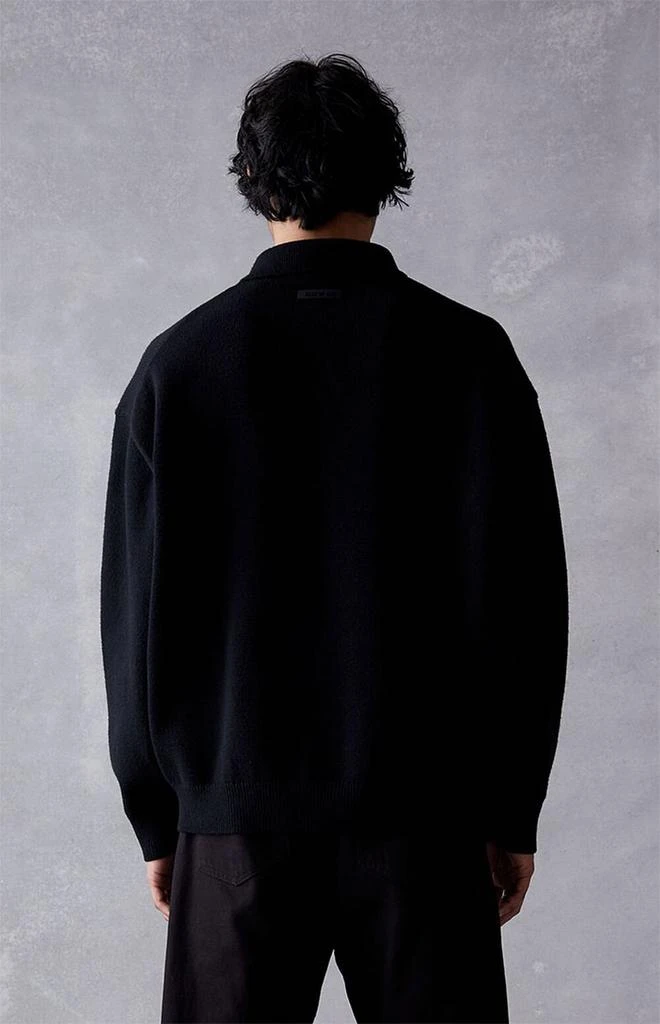 商品Essentials|Jet Black Knit Polo Sweater,价格¥1002,第3张图片详细描述