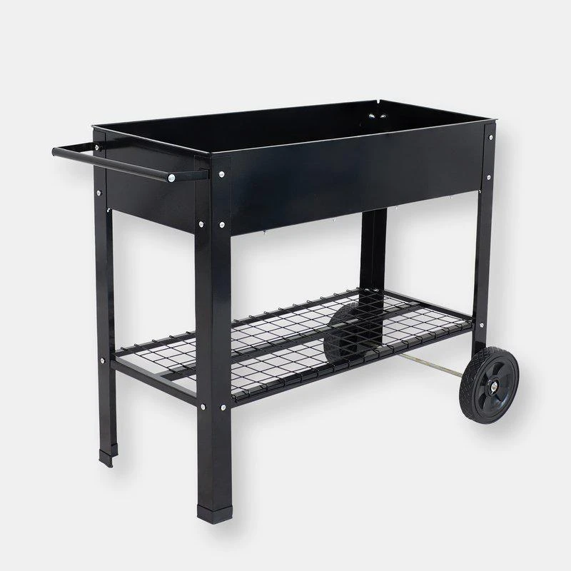 商品Sunnydaze Decor|Galvanized Steel Mobile Raised Garden Bed Cart 43-Inch,价格¥755,第1张图片