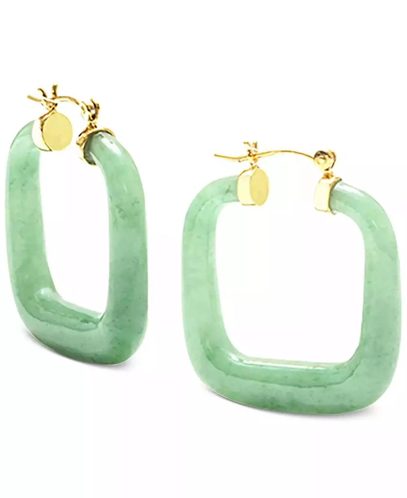 商品Macy's|Dyed Jade (32mm) Square Medium Hoop Earrings in 14k Gold-Plated Sterling Silver, 1.25",价格¥748,第1张图片