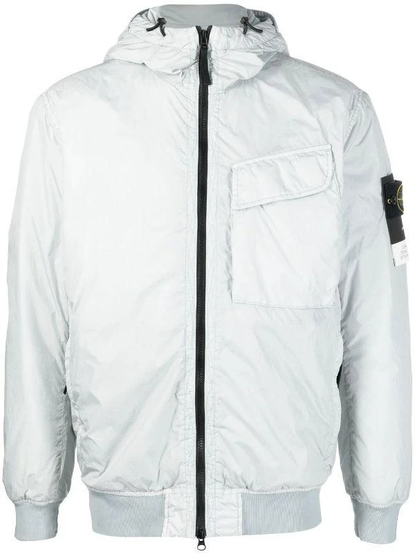 商品Stone Island|STONE ISLAND Logo-patch Zip-up Hooded Jacket Grey,价格¥6967,第1张图片