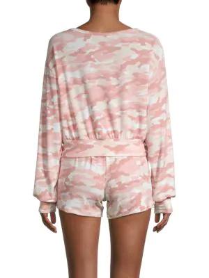 2-Piece Camo Print Sweatshirt & Shorts Loungewear Set商品第2张图片规格展示