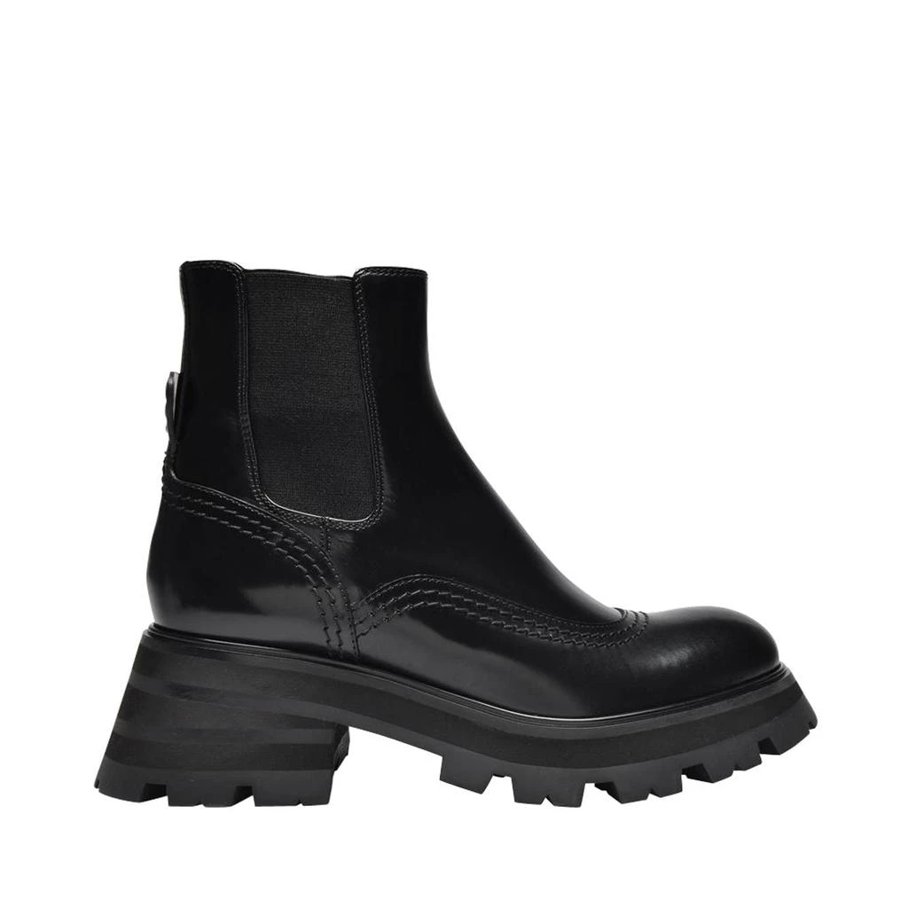 商品Alexander McQueen|Upper and Ru Ankle Boots in Black Leather,价格¥6803,第1张图片